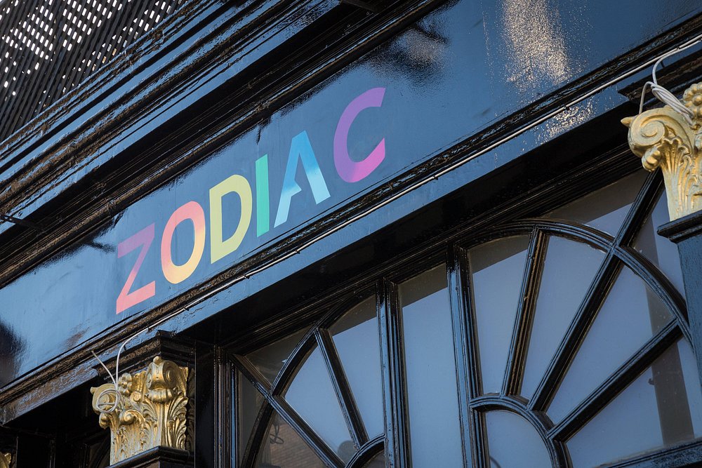 ZODIAC Bar & Club storefront — rainbow lettering on Camden's iconic Victorian facade